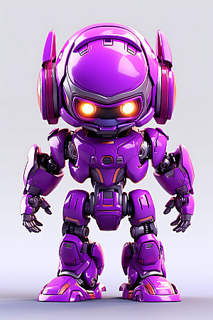 紫色机器人机械未来模型