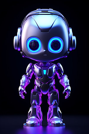 紫色机器人人工智能智慧模型