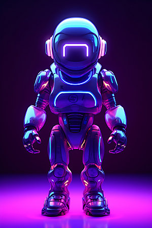 紫色机器人智能科技立体模型