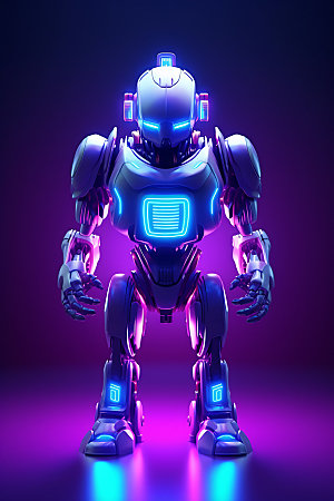 紫色机器人人工智能未来模型