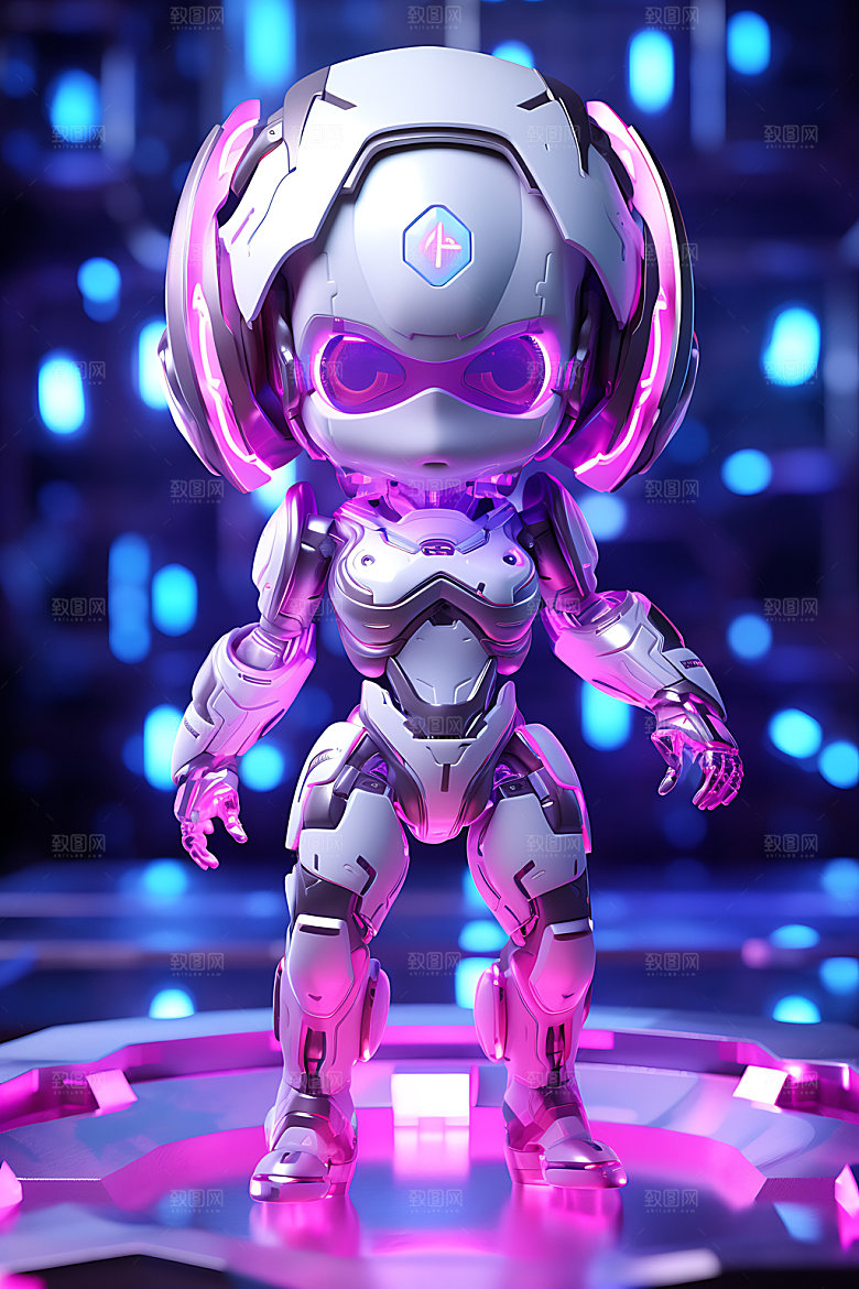 紫色机器人3D机械模型