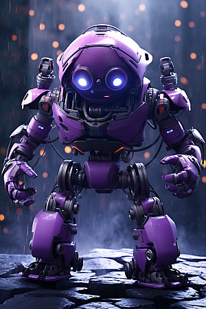 紫色机器人智慧未来模型