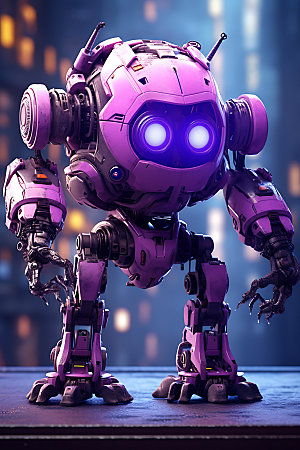 紫色机器人人工智能科技模型
