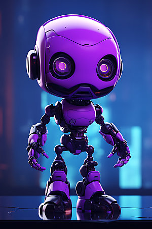 紫色机器人未来人工智能模型