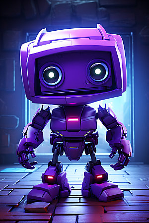 紫色机器人机械智慧模型