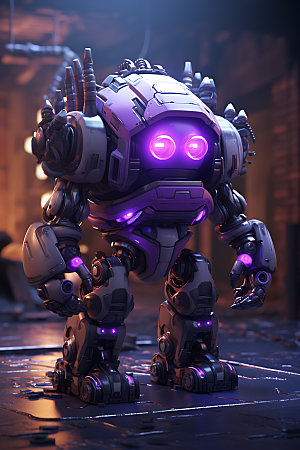 紫色机器人智能科技机械模型