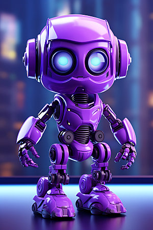 紫色机器人AI3D模型