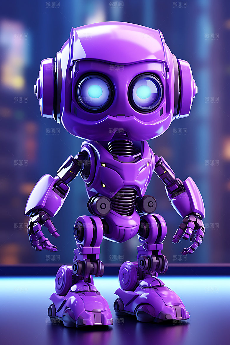 紫色机器人AI3D模型