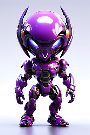 紫色机器人智能科技立体模型