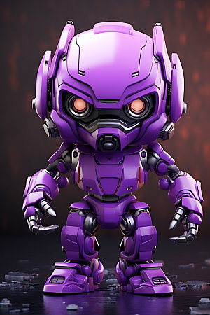 紫色机器人机械AI模型