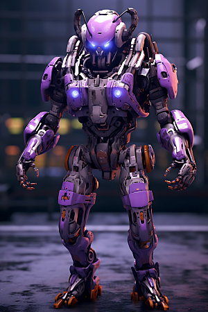 紫色机器人立体智慧模型