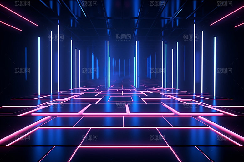 电商紫色霓虹灯矢量插画