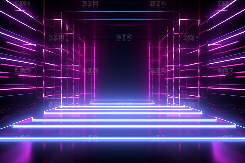 电商未来科技风场景背景矢量插画