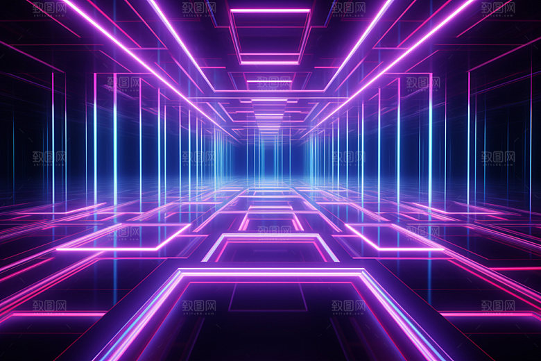电商未来科技风场景背景矢量插画