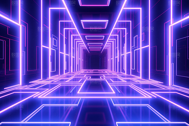 电商霓虹灯未来科技风矢量插画