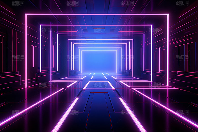 电商未来科技风场景背景矢量插画