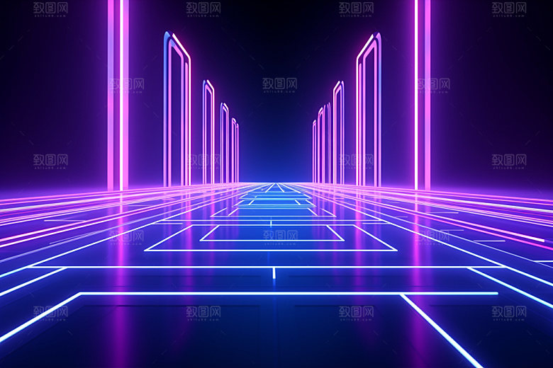 电商场景背景未来科技风矢量插画