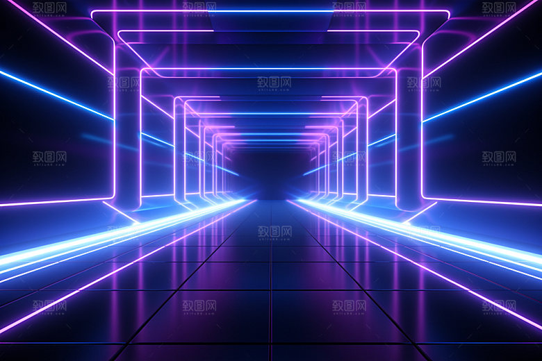 电商未来科技风场景背景矢量插画