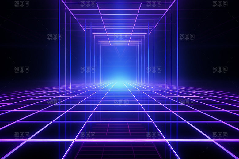 电商炫酷场景背景矢量插画