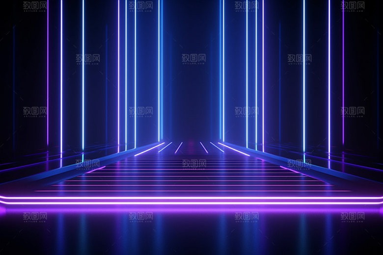 电商霓虹灯未来科技风矢量插画