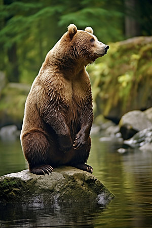 棕熊森林高清摄影图