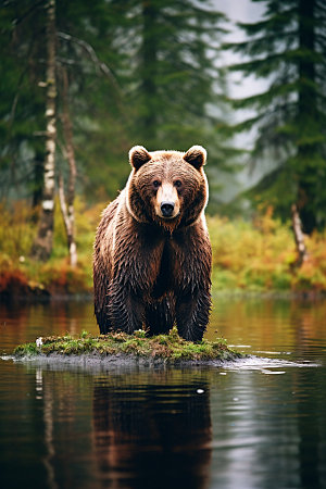 棕熊生态森林摄影图