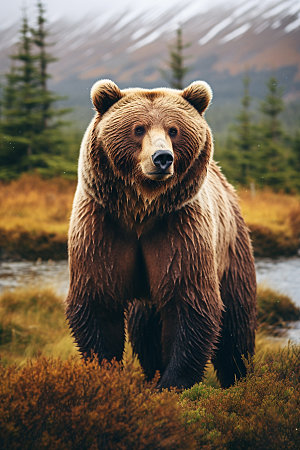 棕熊高清生态摄影图