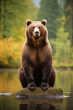 棕熊野生动物森林摄影图