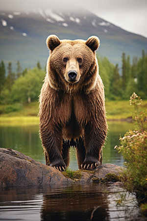 棕熊自然生态摄影图