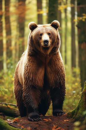 棕熊野生动物生态摄影图