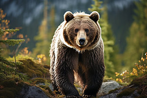 棕熊高清生态摄影图