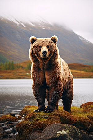 棕熊哺乳动物生态摄影图