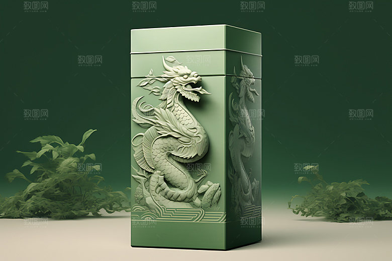 粽子绿色美食包装效果图