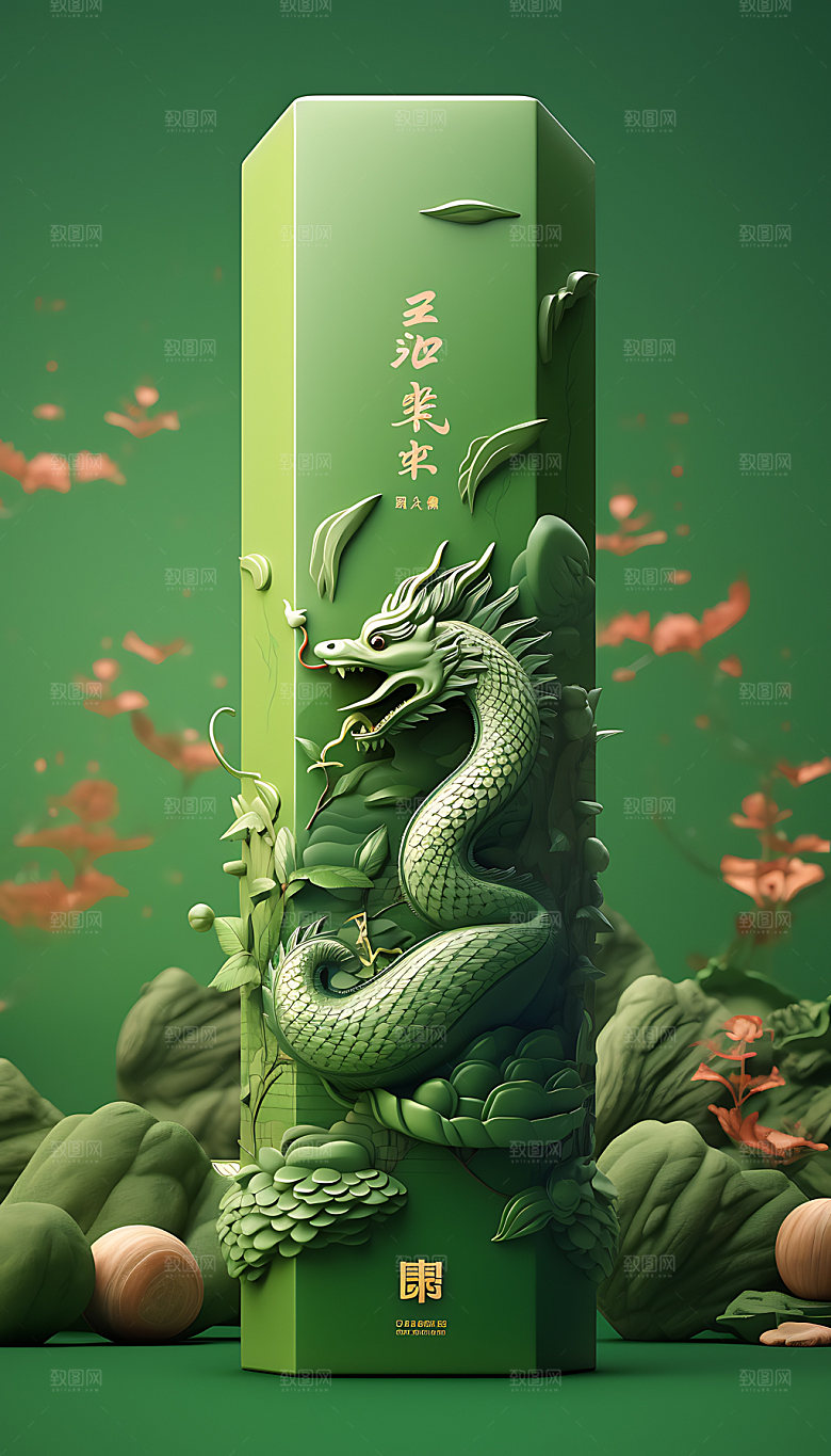 粽子美食粽子礼盒包装效果图