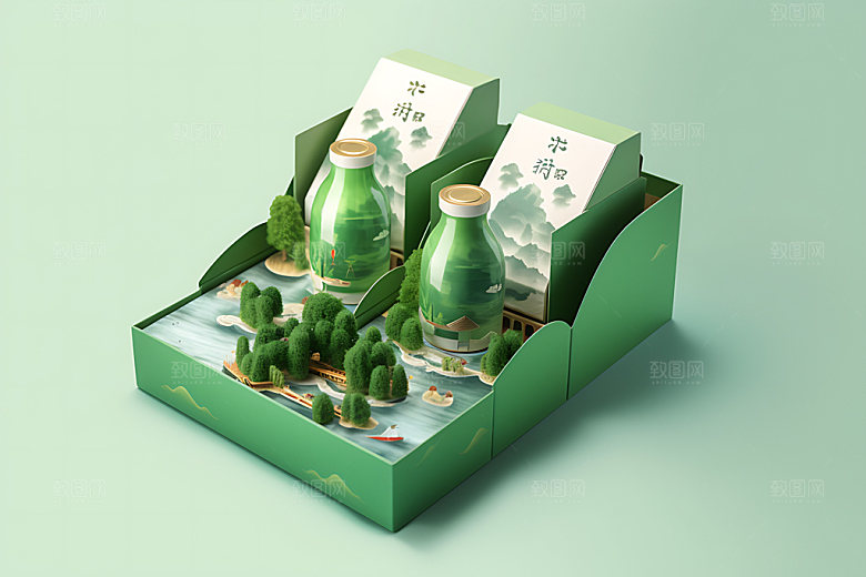 粽子礼品美食包装效果图