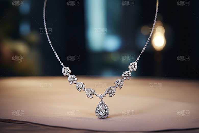 钻石项链艺术品贵重物品摄影图